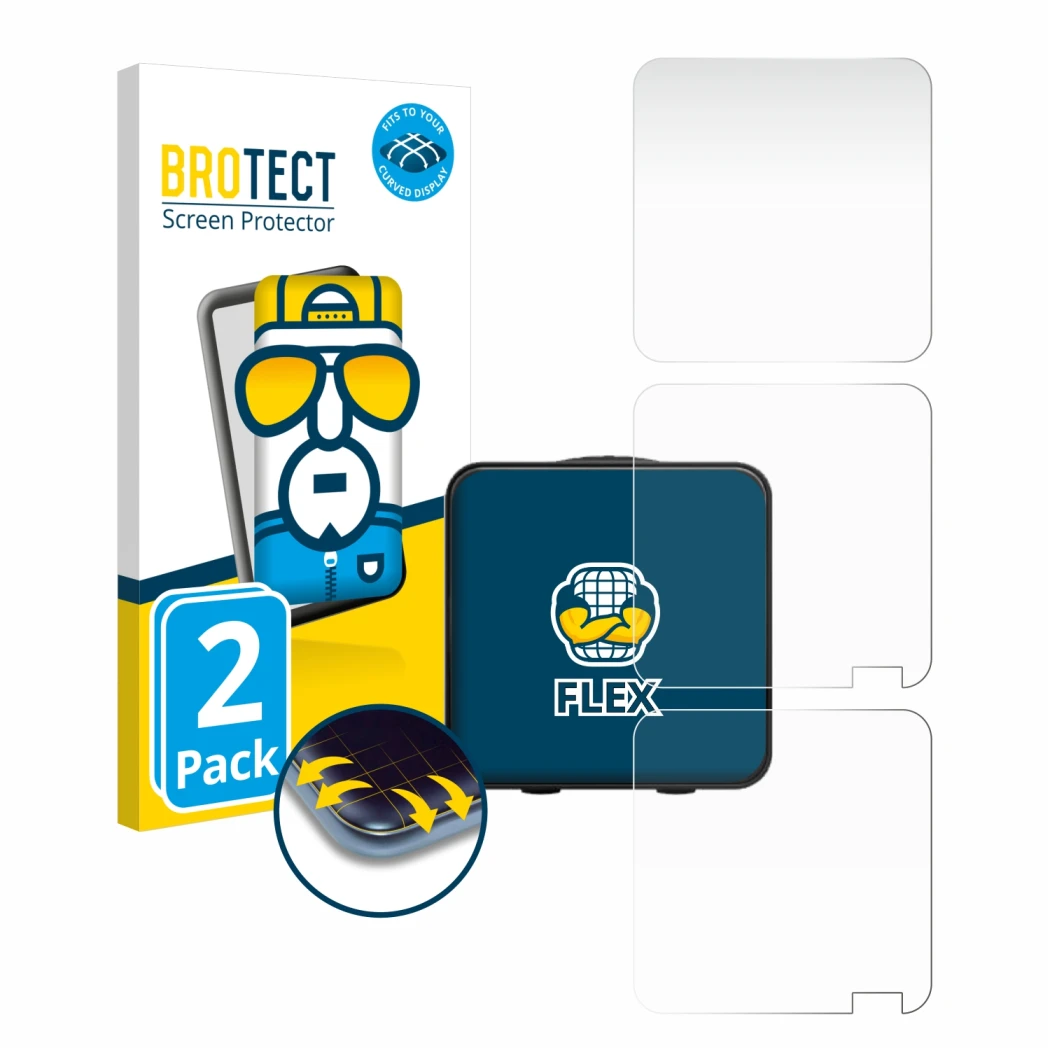 Vorderseite einer Produktverpackung mit dem Markenlogo BROTECT. Daneben ist das Gerät Rode Wireless Pro mit dem zugehörigen Di