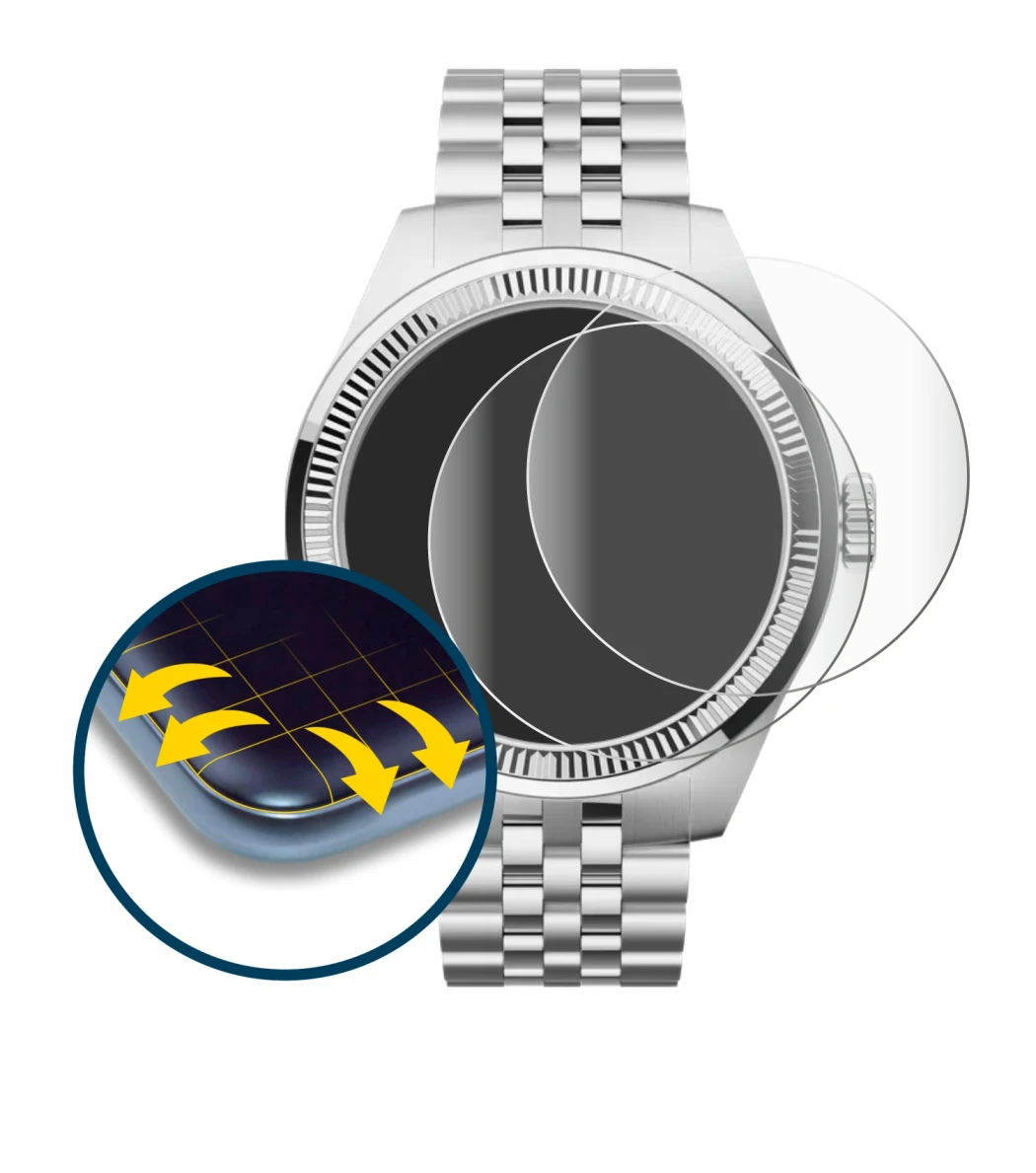 Abbildung des Geräts Withings ScanWatch Nova Brilliant (39 mm) mit einer Vielzahl des Displayschutzes.