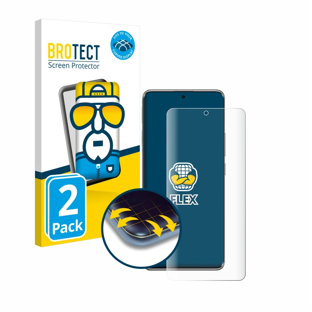 Vorderseite einer Produktverpackung mit dem Markenlogo BROTECT. Daneben ist das Gerät Xiaomi Poco X7 mit dem zugehörigen Displ