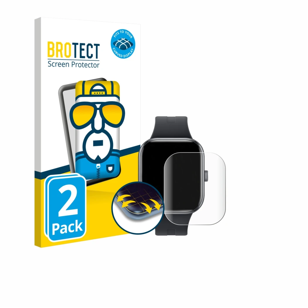 Vorderseite einer Produktverpackung mit dem Markenlogo BROTECT. Daneben ist das Gerät Xiaomi Redmi Watch 5 mit dem zugehörigen