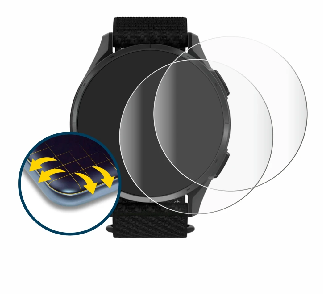 Abbildung des Geräts Garmin Approach S50 mit einer Vielzahl des Displayschutzes.