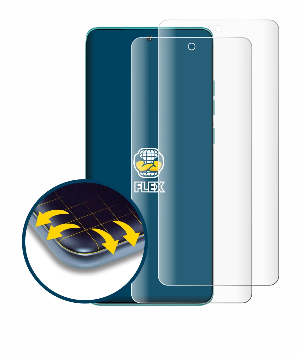 Abbildung des Geräts Motorola Edge 60 mit einer Vielzahl des Displayschutzes.