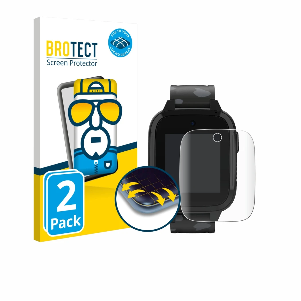 Vorderseite einer Produktverpackung mit dem Markenlogo BROTECT. Daneben ist das Gerät Xplora XGO3 (2. Gen.) mit dem zugehörige