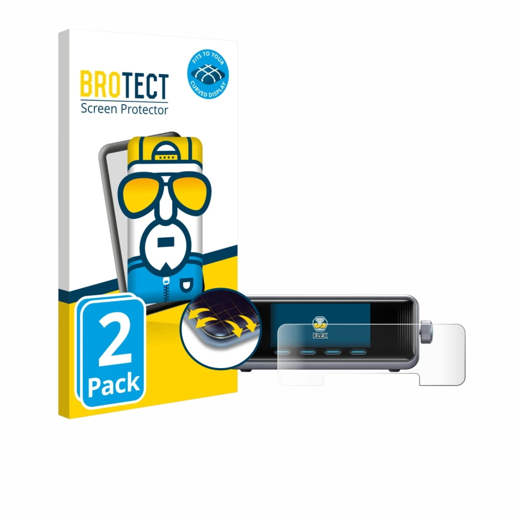 Vorderseite einer Produktverpackung mit dem Markenlogo BROTECT. Daneben ist das Gerät Anker Prime 250 W GaNPrime mit dem zugeh