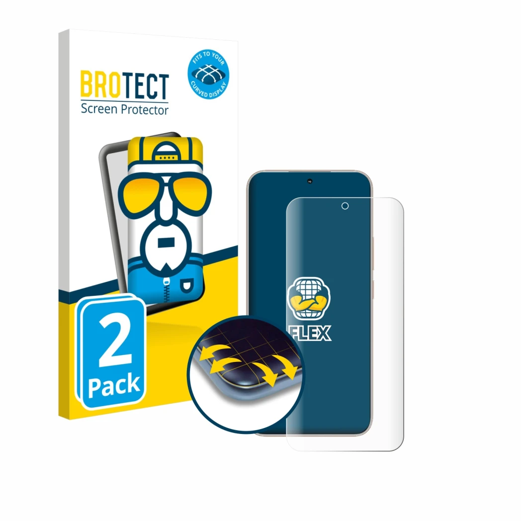 Vorderseite einer Produktverpackung mit dem Markenlogo BROTECT. Daneben ist das Gerät Honor 400 mit dem zugehörigen Displaysch