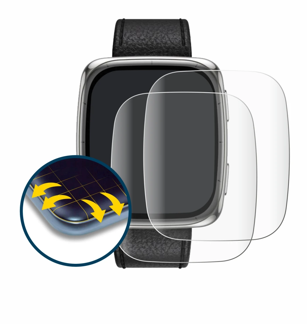 Abbildung des Geräts Amazfit Active 2 (rechteckig) mit einer Vielzahl des Displayschutzes.