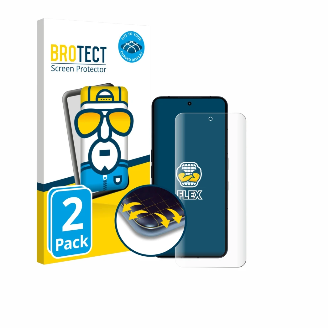 Vorderseite einer Produktverpackung mit dem Markenlogo BROTECT. Daneben ist das Gerät Nothing Phone (3) mit dem zugehörigen Di