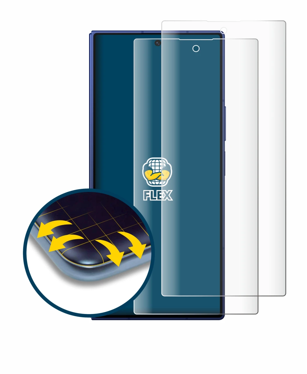 Abbildung des Geräts Samsung Galaxy Z Fold 7 mit einer Vielzahl des Displayschutzes.