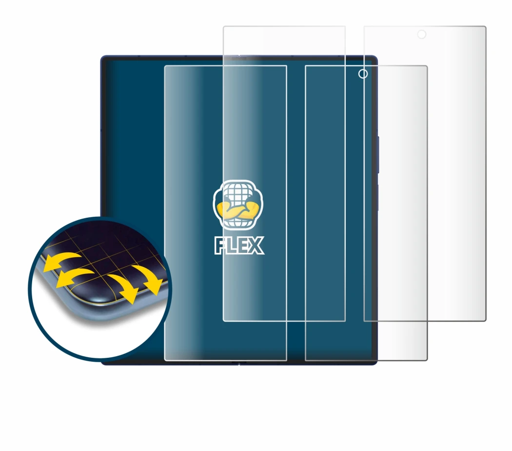 Abbildung des Geräts Samsung Galaxy Z Fold 7 (Inneres Display) mit einer Vielzahl des Displayschutzes.