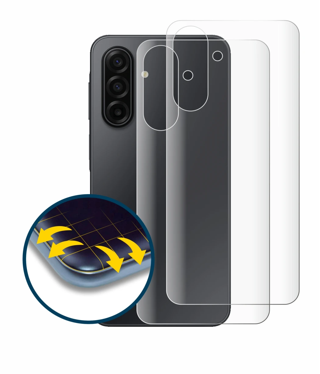 Abbildung des Geräts Samsung Galaxy A17 5G (Rückseite) mit einer Vielzahl des Displayschutzes.