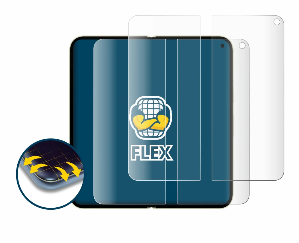 Abbildung des Geräts Google Pixel 10 Pro Fold (Inneres Display) mit einer Vielzahl des Displayschutzes.