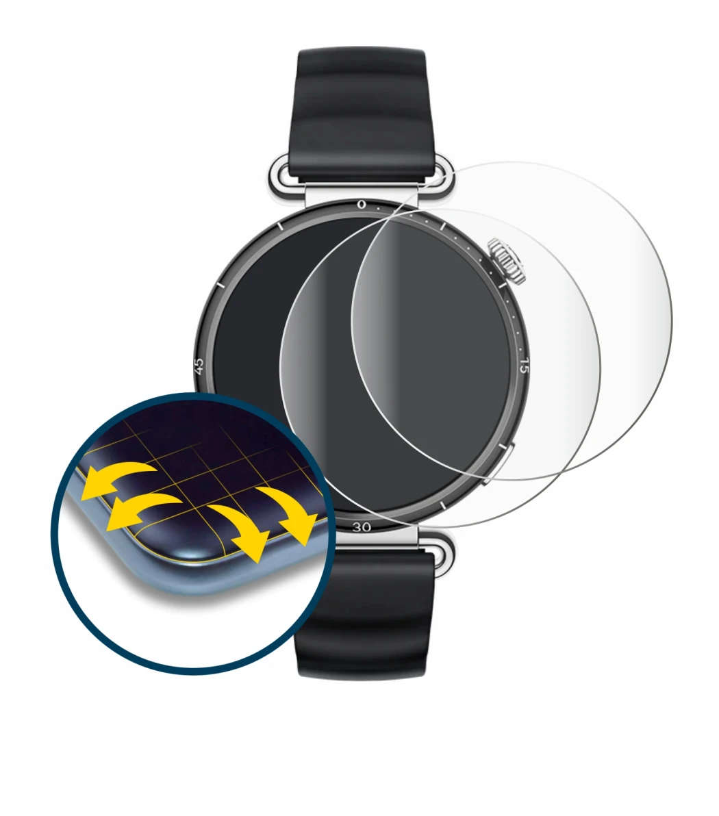 Abbildung des Geräts Huawei Watch GT 6 (41 mm) mit einer Vielzahl des Displayschutzes.