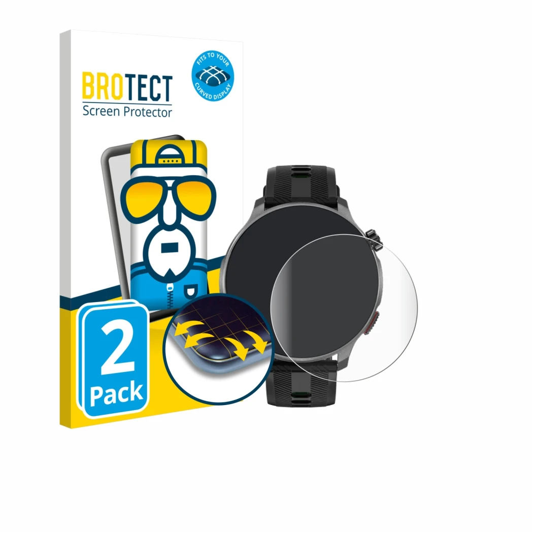 Vorderseite einer Produktverpackung mit dem Markenlogo BROTECT. Daneben ist das Gerät Rollme G6 mit dem zugehörigen Displaysch