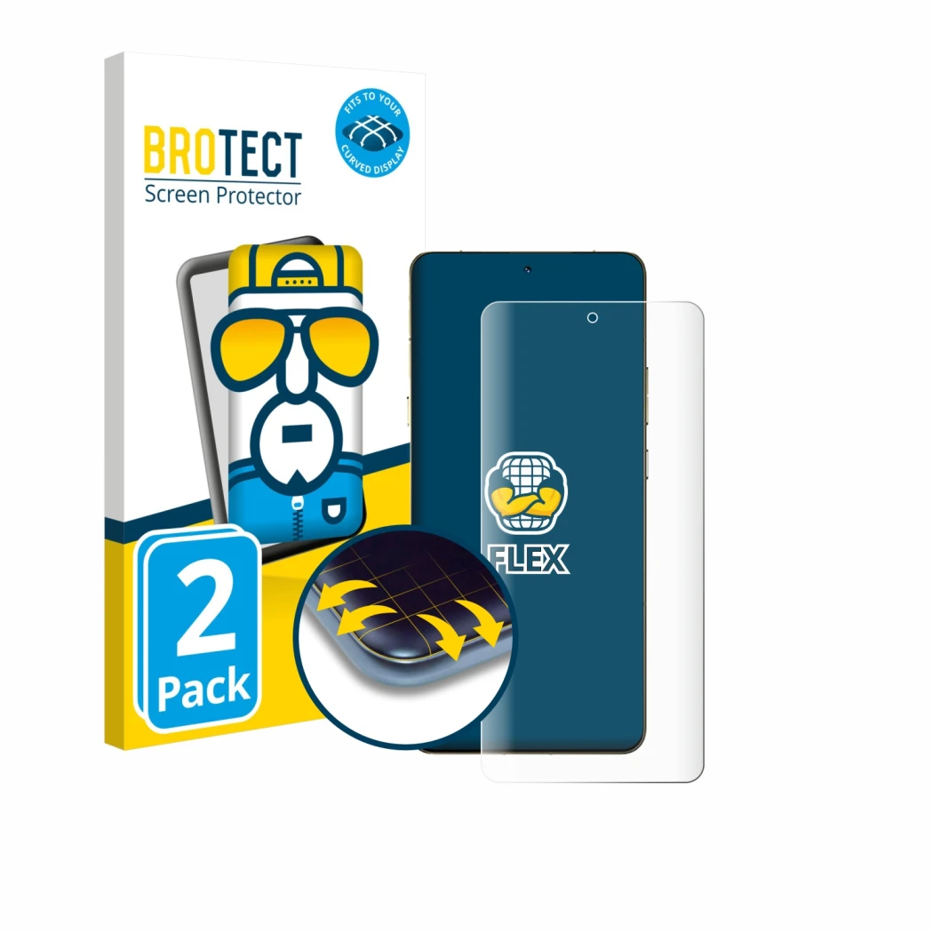 Vorderseite einer Produktverpackung mit dem Markenlogo BROTECT. Daneben ist das Gerät Motorola Signature mit dem zugehörigen D