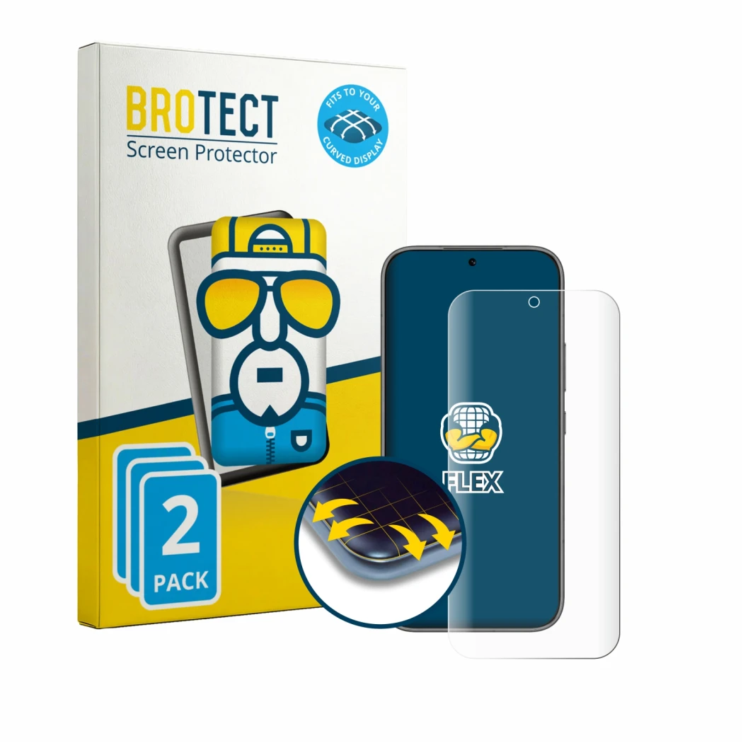 Vorderseite einer Produktverpackung mit dem Markenlogo BROTECT. Daneben ist das Gerät Honor 600 Pro mit dem zugehörigen Displa