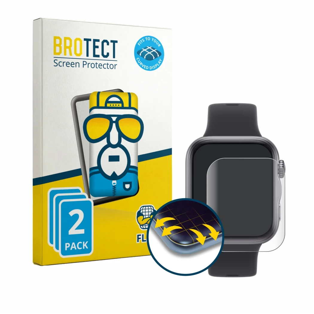Vorderseite einer Produktverpackung mit dem Markenlogo BROTECT. Daneben ist das Gerät Huawei Watch Fit 5 mit dem zugehörigen D