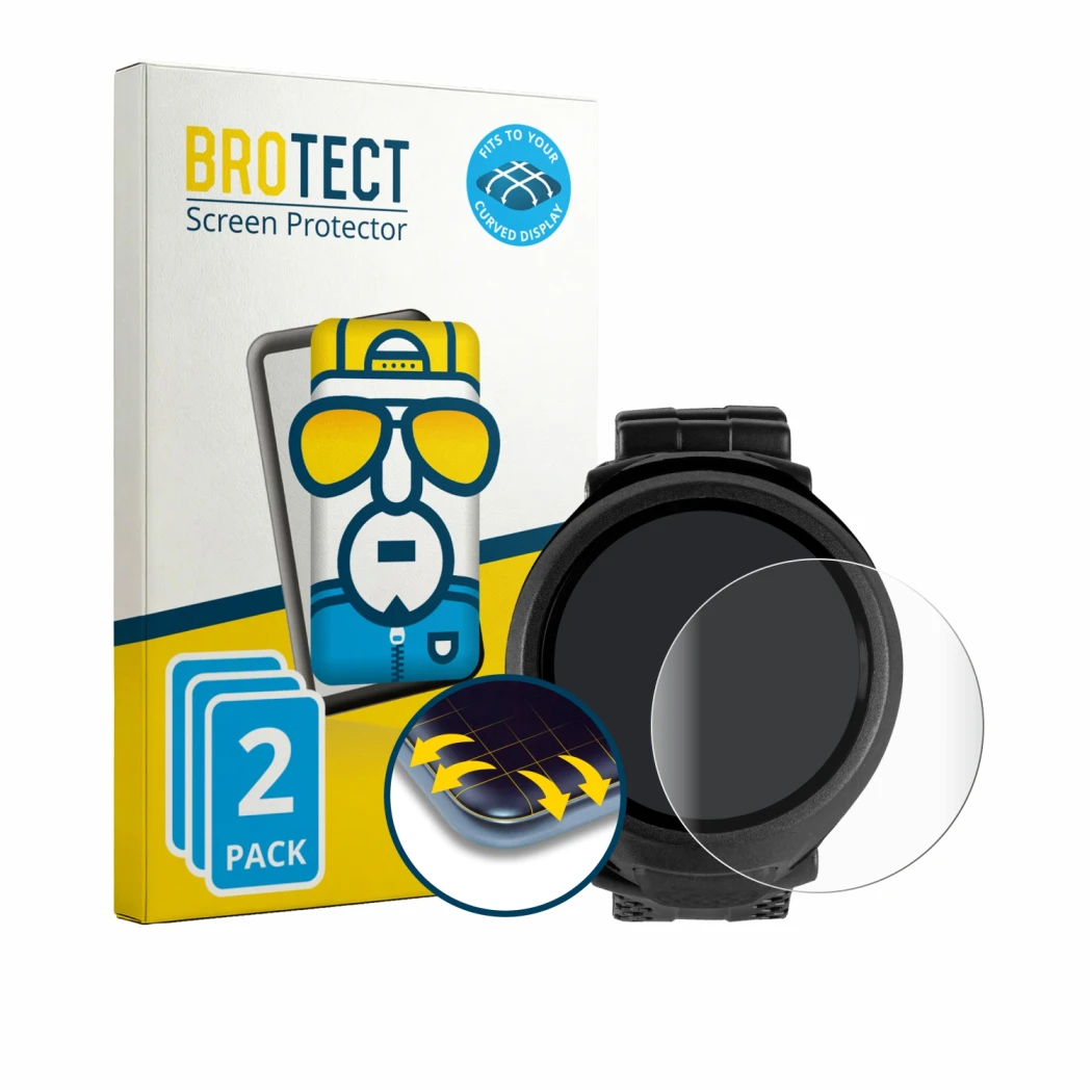 Vorderseite einer Produktverpackung mit dem Markenlogo BROTECT. Daneben ist das Gerät Mares Puck Lite mit dem zugehörigen Disp