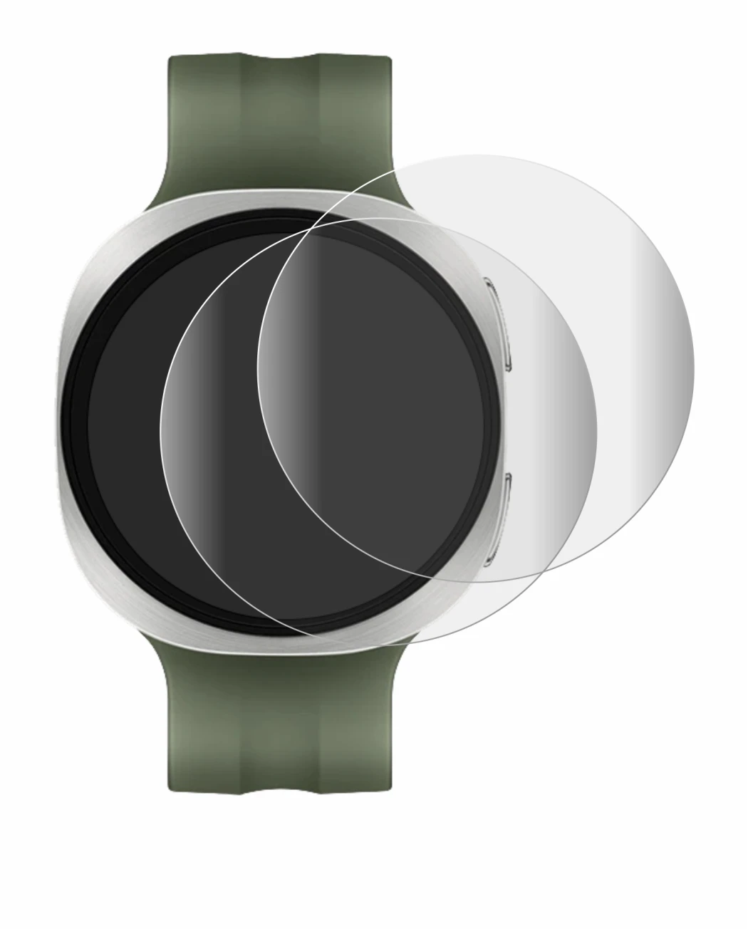 Abbildung des Geräts Samsung Galaxy Watch 9 (40 mm) mit einer Vielzahl des Displayschutzes.