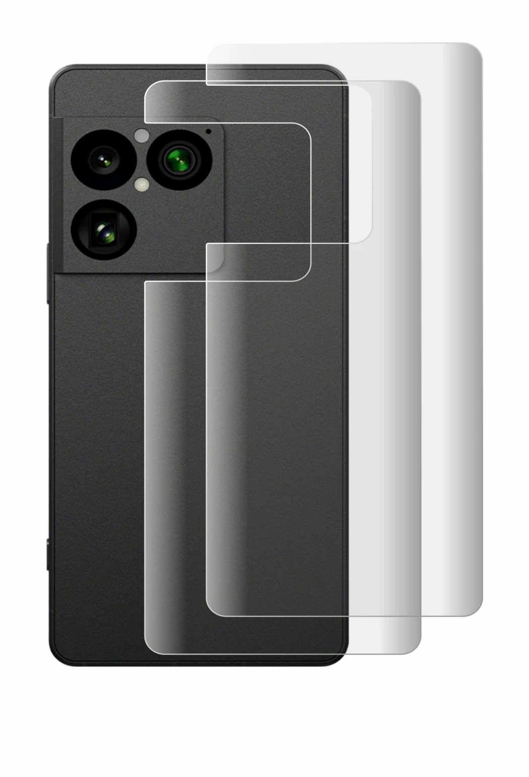 Abbildung des Geräts Sony Xperia 1 VIII (Rückseite) mit einer Vielzahl des Displayschutzes.