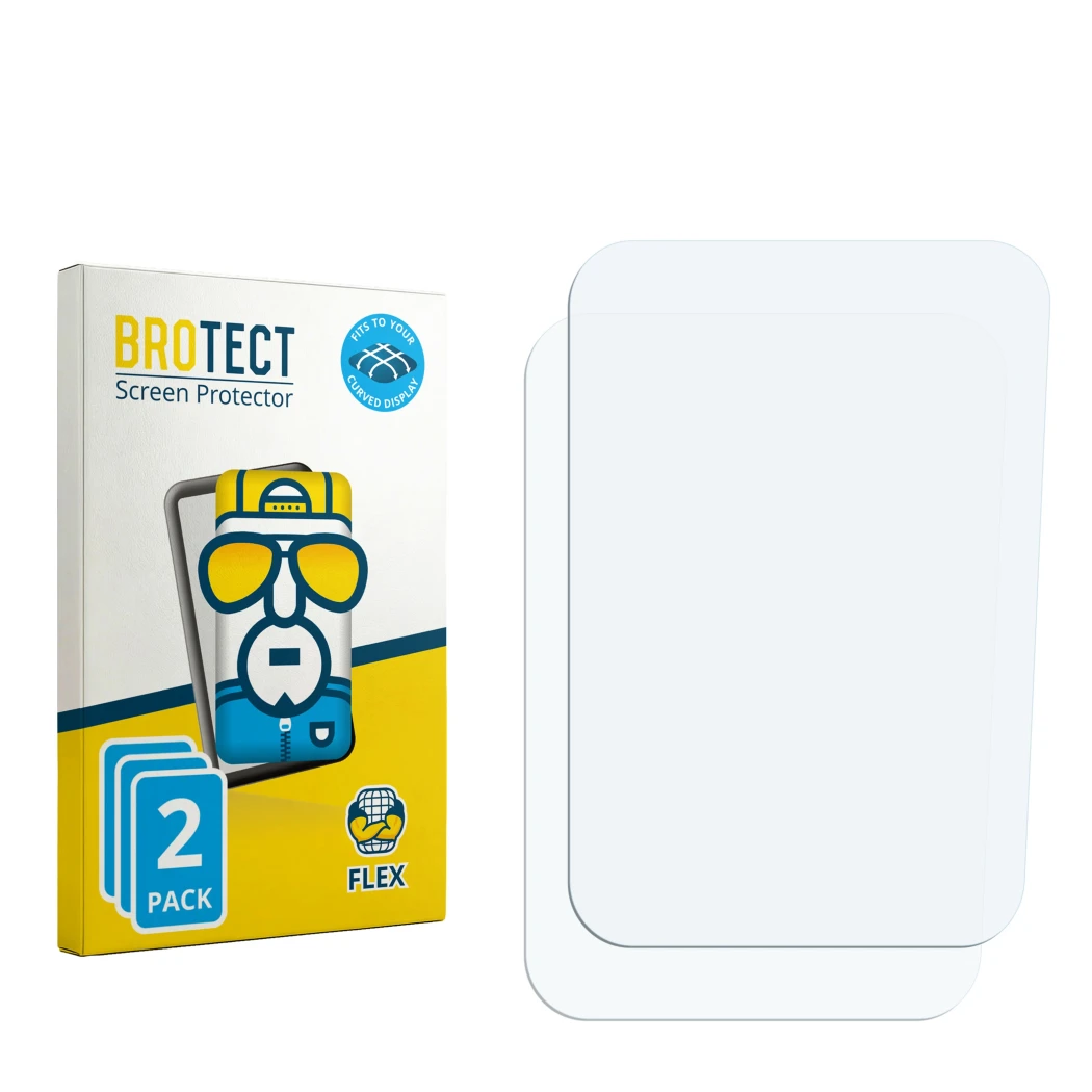 Vorderseite einer Produktverpackung mit dem Markenlogo BROTECT. Daneben ist der zugehörige Displayschutz.