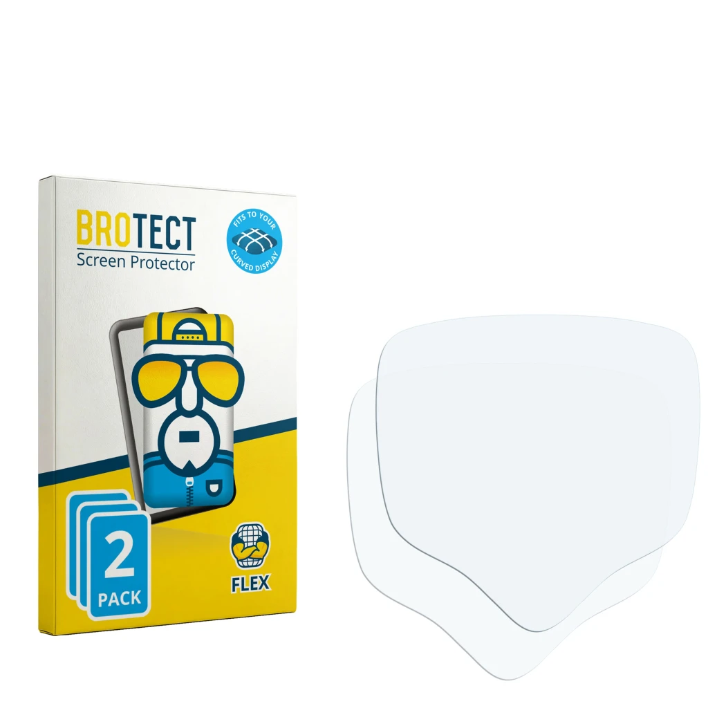 Vorderseite einer Produktverpackung mit dem Markenlogo BROTECT. Daneben ist der zugehörige Displayschutz.
