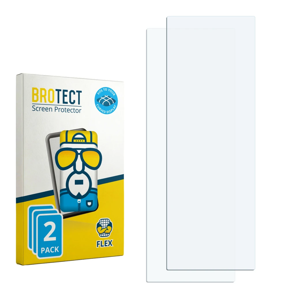 Vorderseite einer Produktverpackung mit dem Markenlogo BROTECT. Daneben ist der zugehörige Displayschutz.