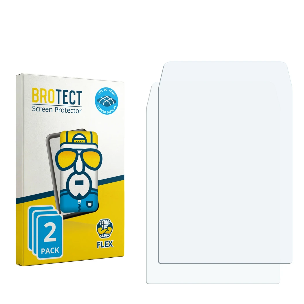 Vorderseite einer Produktverpackung mit dem Markenlogo BROTECT. Daneben ist der zugehörige Displayschutz.
