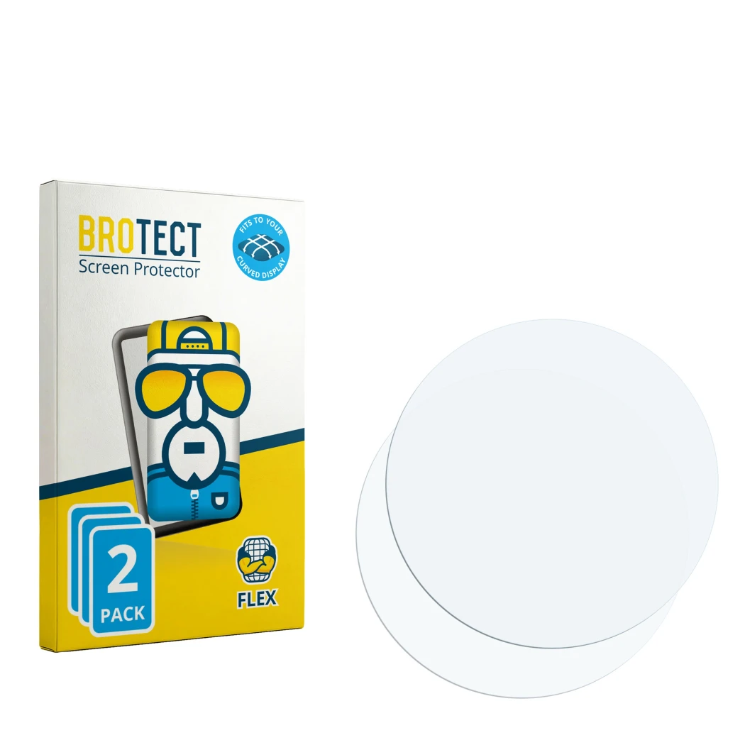 Vorderseite einer Produktverpackung mit dem Markenlogo BROTECT. Daneben ist der zugehörige Displayschutz.