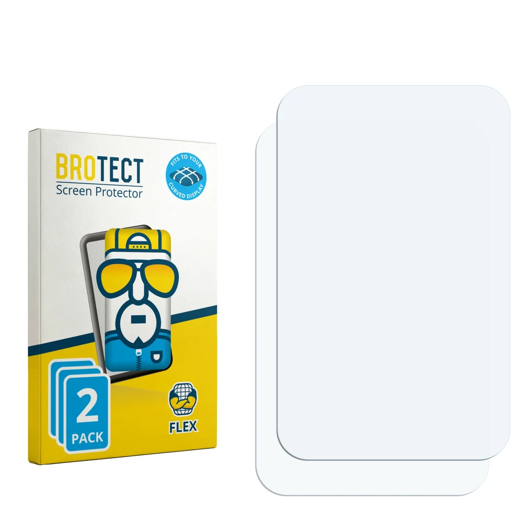 Vorderseite einer Produktverpackung mit dem Markenlogo BROTECT. Daneben ist der zugehörige Displayschutz.