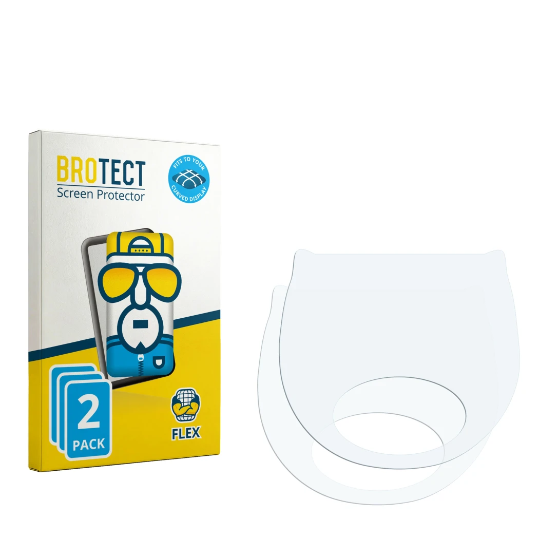 Vorderseite einer Produktverpackung mit dem Markenlogo BROTECT. Daneben ist der zugehörige Displayschutz.
