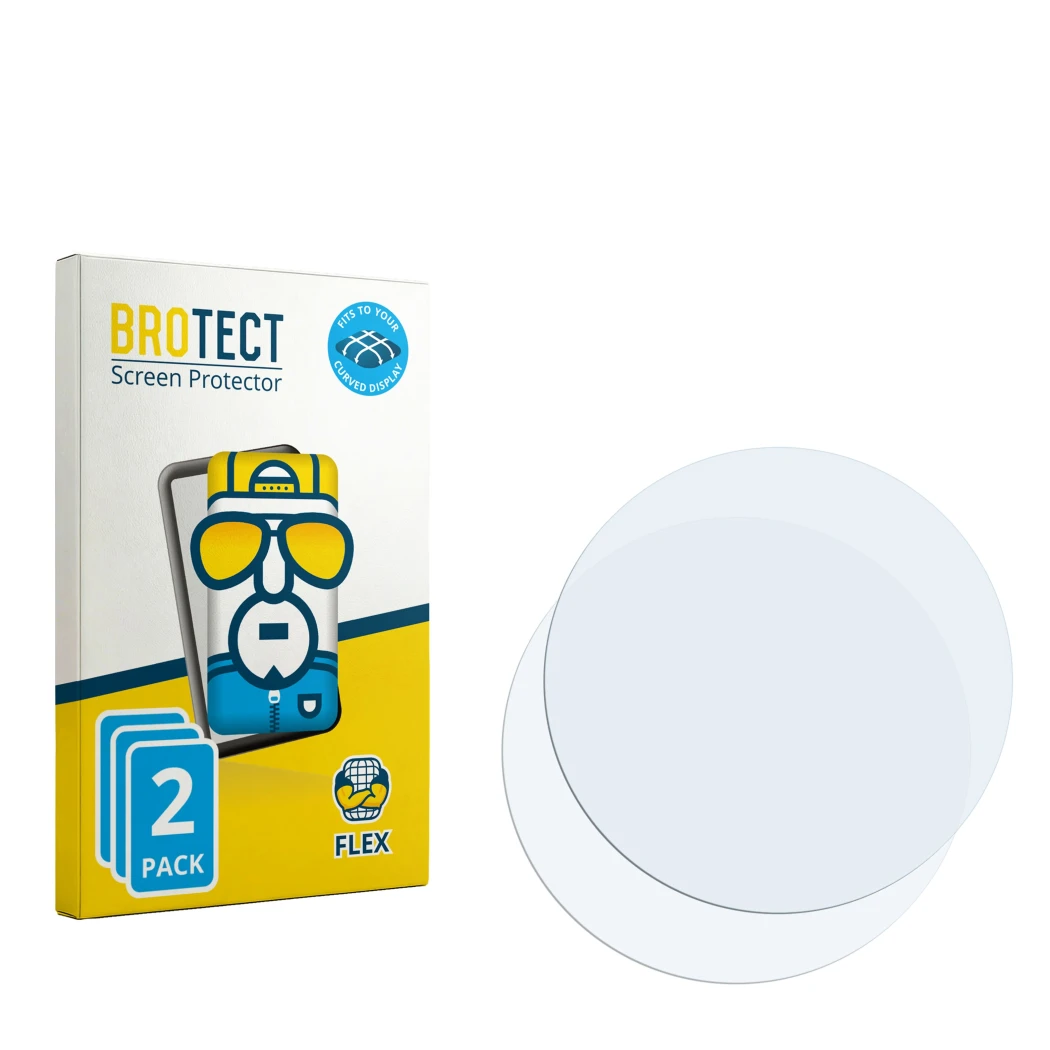 Vorderseite einer Produktverpackung mit dem Markenlogo BROTECT. Daneben ist der zugehörige Displayschutz.