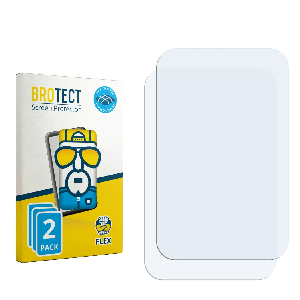 Vorderseite einer Produktverpackung mit dem Markenlogo BROTECT. Daneben ist der zugehörige Displayschutz.