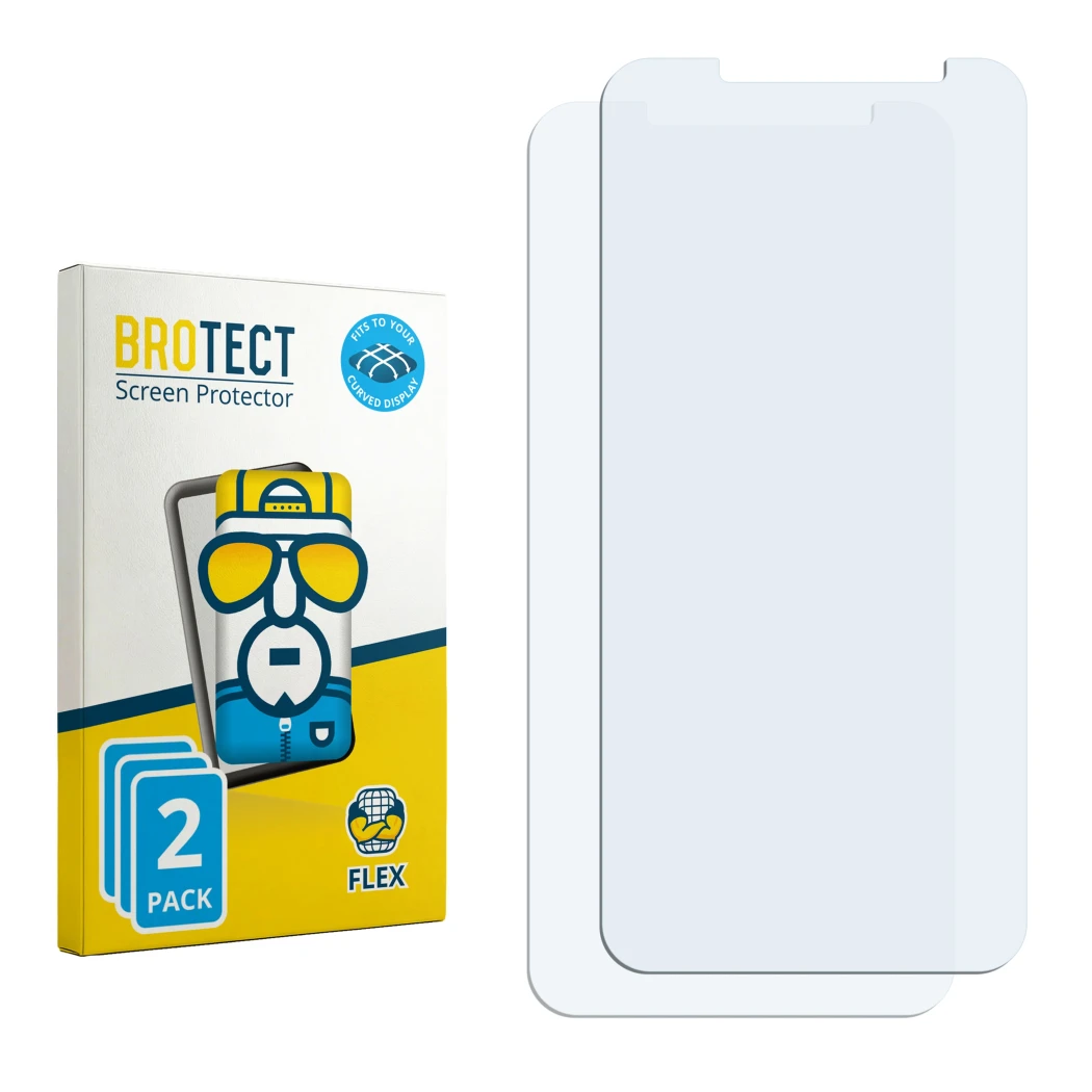 Vorderseite einer Produktverpackung mit dem Markenlogo BROTECT. Daneben ist der zugehörige Displayschutz.