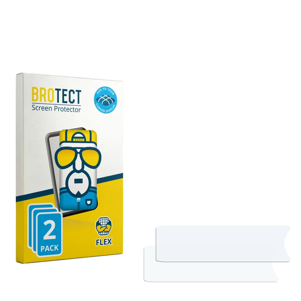 Vorderseite einer Produktverpackung mit dem Markenlogo BROTECT. Daneben ist der zugehörige Displayschutz.