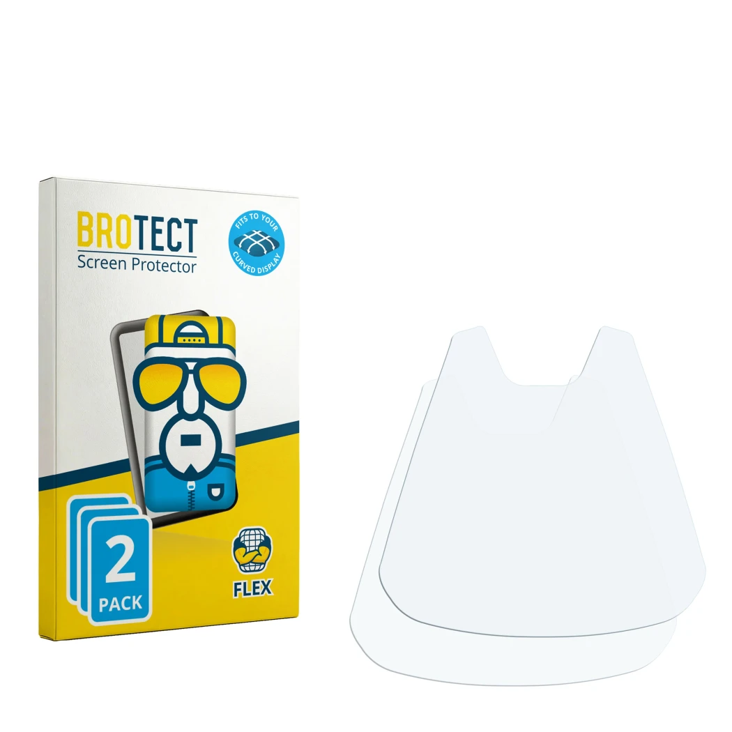 Vorderseite einer Produktverpackung mit dem Markenlogo BROTECT. Daneben ist der zugehörige Displayschutz.