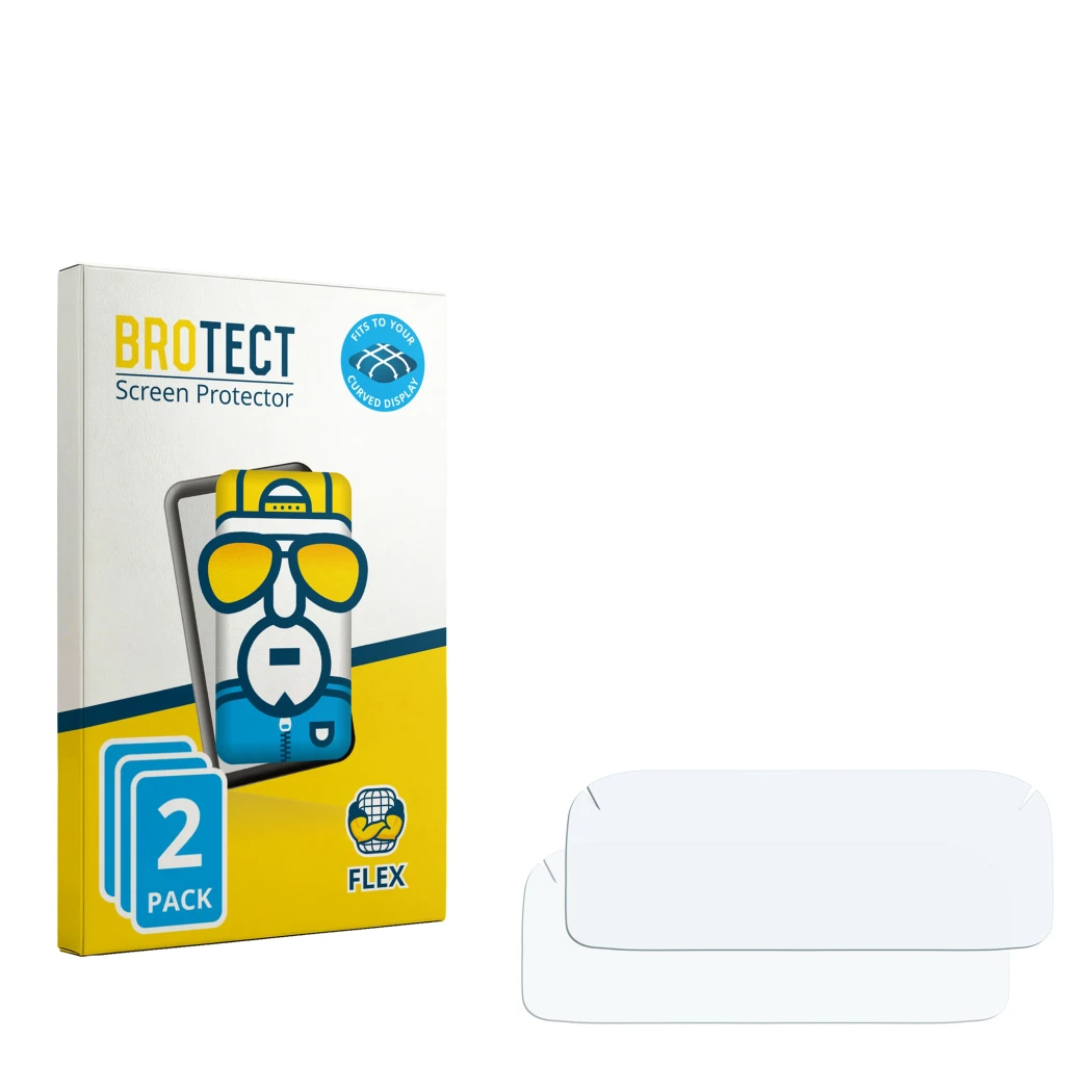 Vorderseite einer Produktverpackung mit dem Markenlogo BROTECT. Daneben ist der zugehörige Displayschutz.