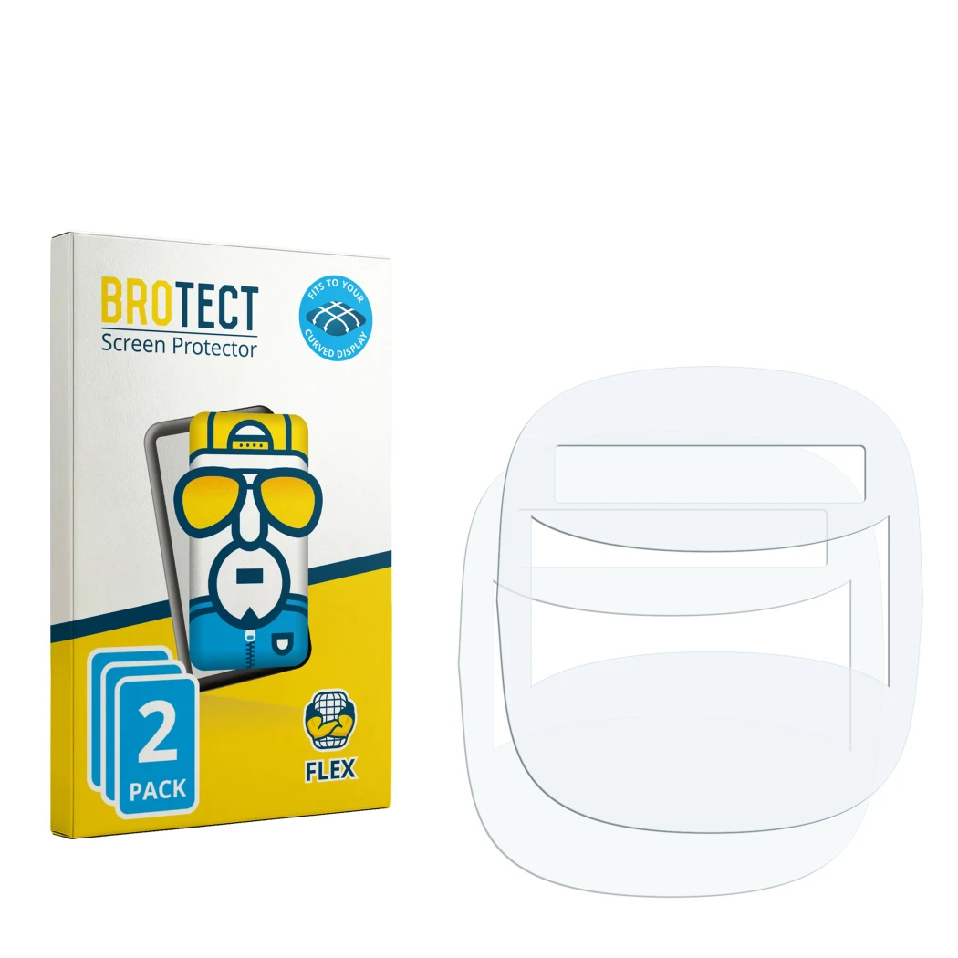 Vorderseite einer Produktverpackung mit dem Markenlogo BROTECT. Daneben ist der zugehörige Displayschutz.