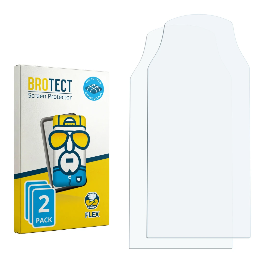Vorderseite einer Produktverpackung mit dem Markenlogo BROTECT. Daneben ist der zugehörige Displayschutz.