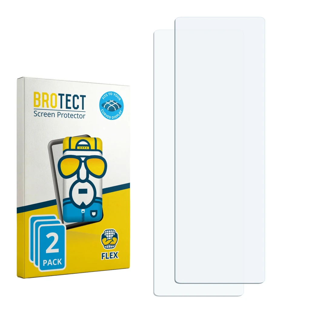 Vorderseite einer Produktverpackung mit dem Markenlogo BROTECT. Daneben ist der zugehörige Displayschutz.