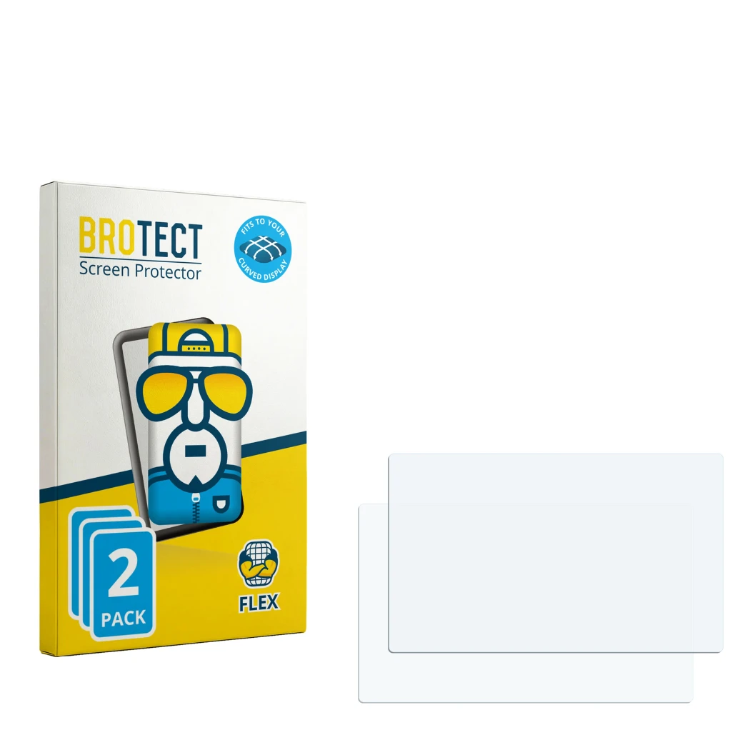 Vorderseite einer Produktverpackung mit dem Markenlogo BROTECT. Daneben ist der zugehörige Displayschutz.