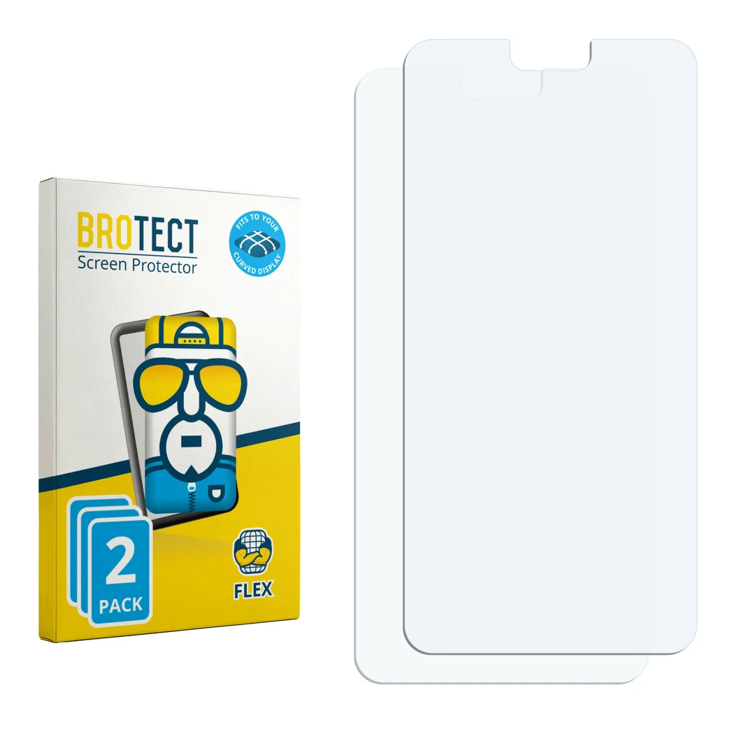 Vorderseite einer Produktverpackung mit dem Markenlogo BROTECT. Daneben ist der zugehörige Displayschutz.