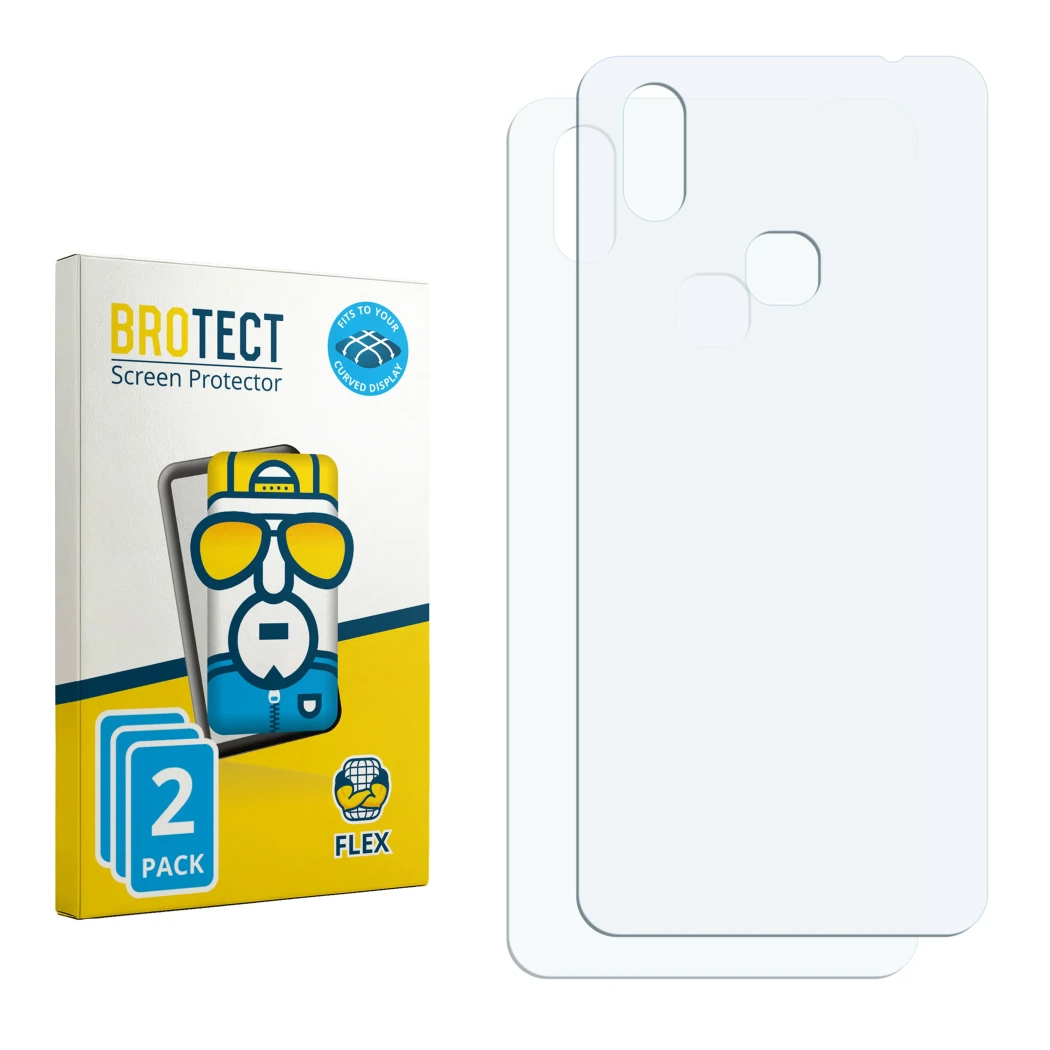 Vorderseite einer Produktverpackung mit dem Markenlogo BROTECT. Daneben ist der zugehörige Displayschutz.