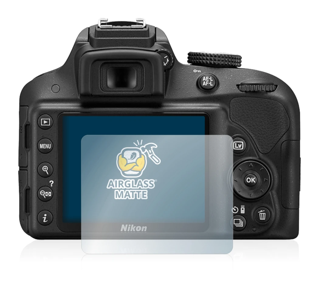 Abbildung des Geräts Nikon D3300 mit einer Vielzahl des Displayschutzes.
