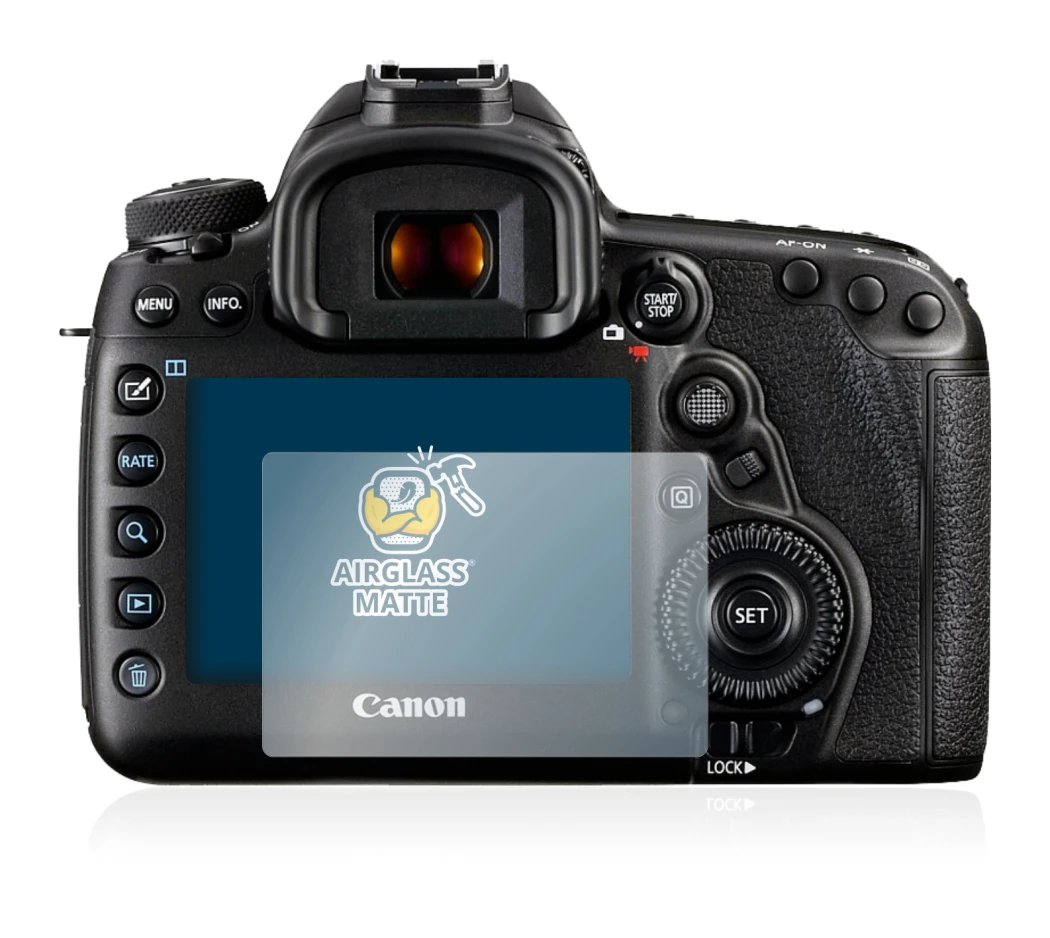 Abbildung des Geräts Canon EOS 5D Mark IV mit einer Vielzahl des Displayschutzes.