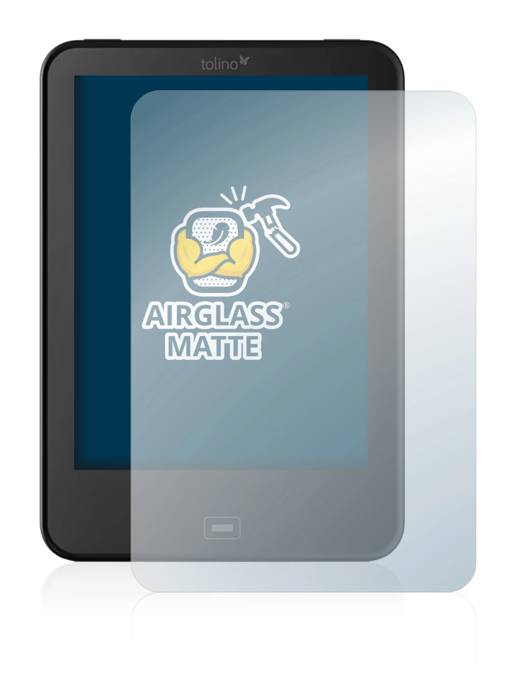 Abbildung des Geräts Tolino Vision 4 HD mit einer Vielzahl des Displayschutzes.
