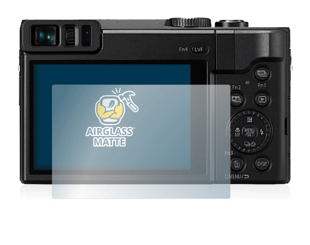 Abbildung des Geräts Panasonic Lumix DC-TZ91 mit einer Vielzahl des Displayschutzes.