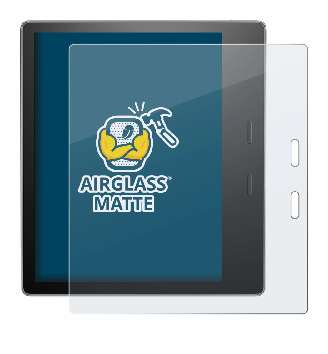 Abbildung des Geräts Amazon Kindle Oasis 2019 (10. Gen.) mit einer Vielzahl des Displayschutzes.