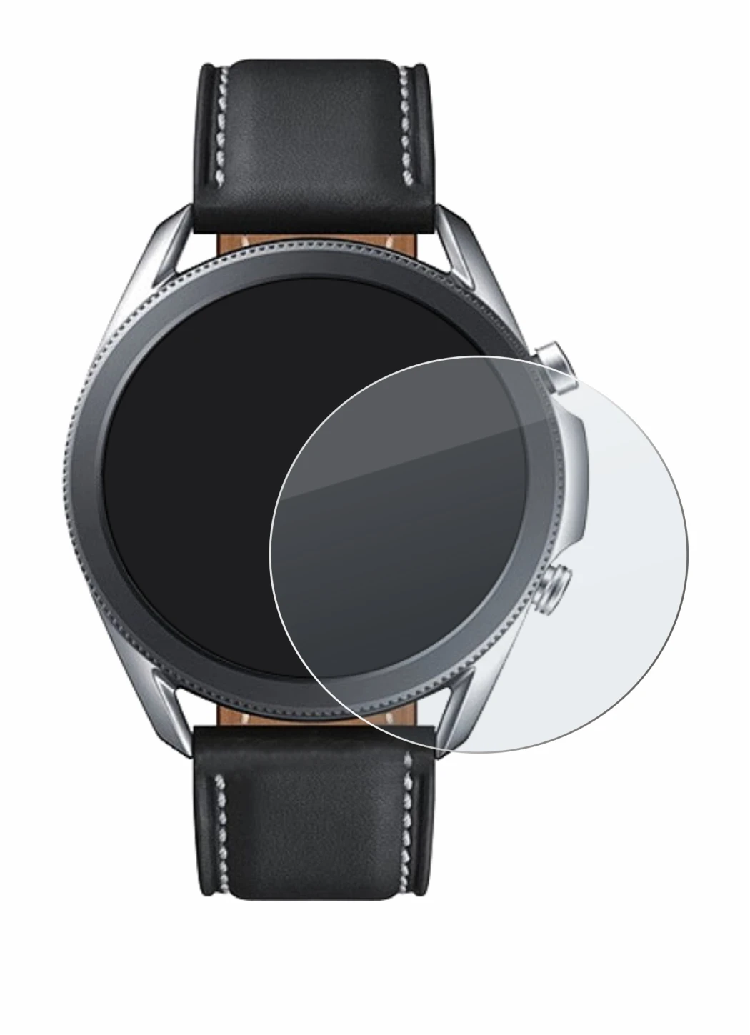 Abbildung des Geräts Samsung Galaxy Watch 3 (45mm) mit einer Vielzahl des Displayschutzes.