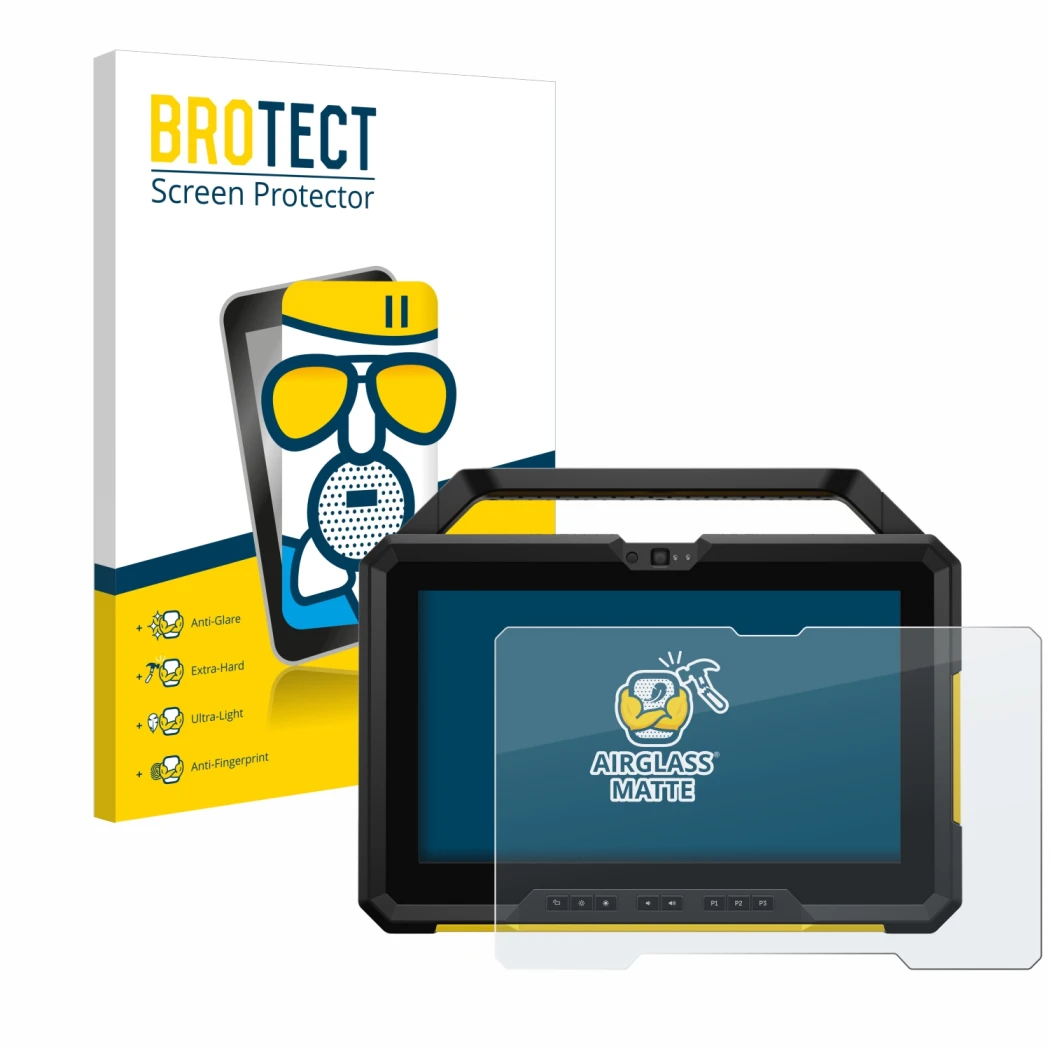 Vorderseite einer Produktverpackung mit dem Markenlogo BROTECT. Daneben ist das Gerät Dell Latitude 7220 mit dem zugehörigen D