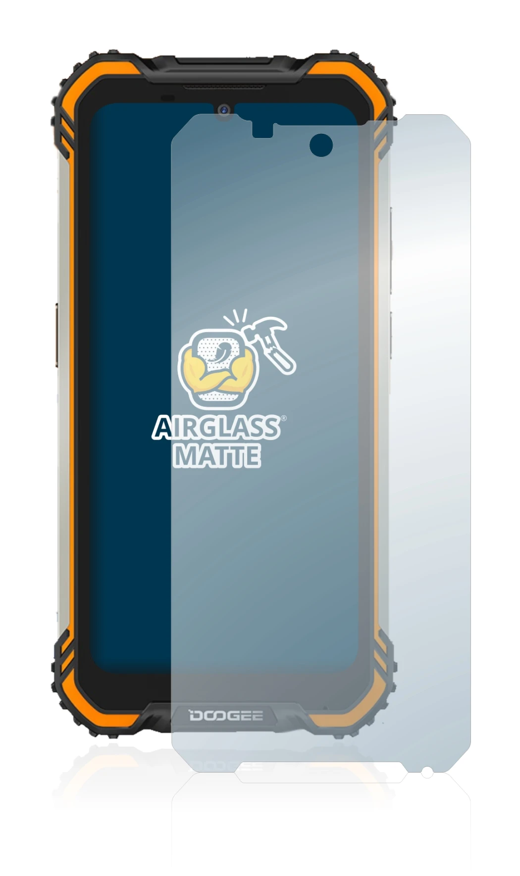 Abbildung des Geräts Doogee S58 Pro mit einer Vielzahl des Displayschutzes.